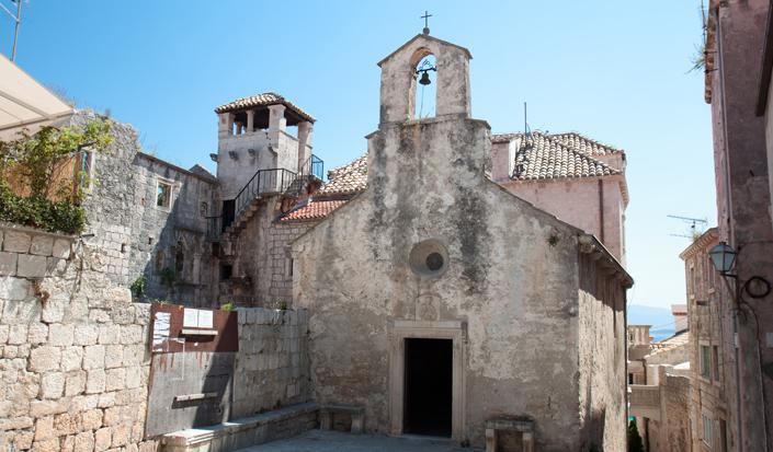 Marco Polo house and church on the island of Korcula